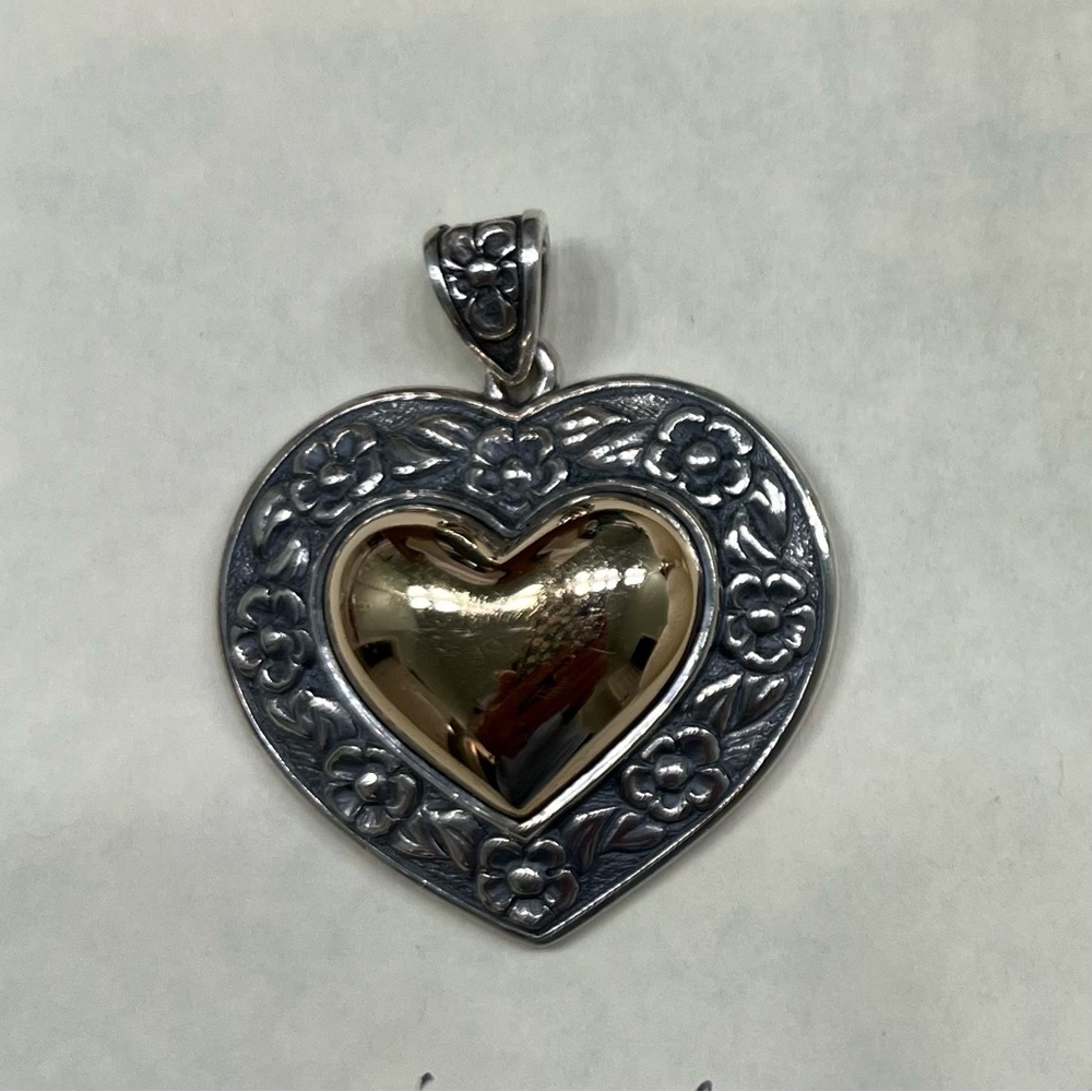 James Avery “heart of gold” pendant, 14k gold and sterling silver